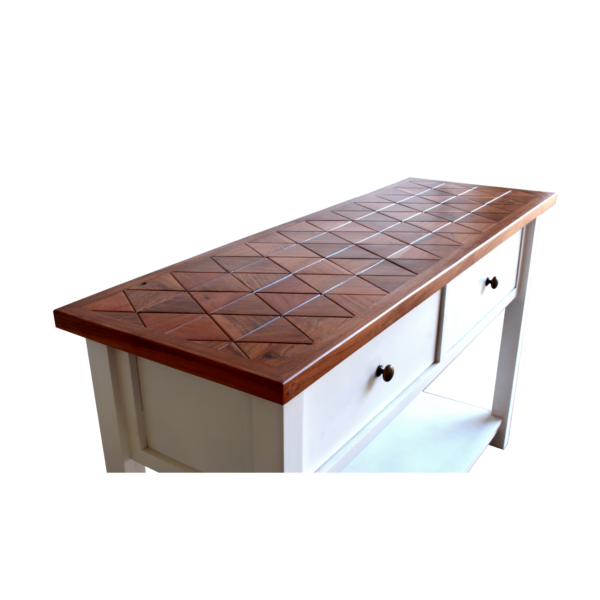 Patterned teak console