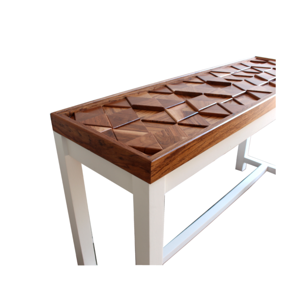 Geometric teak console